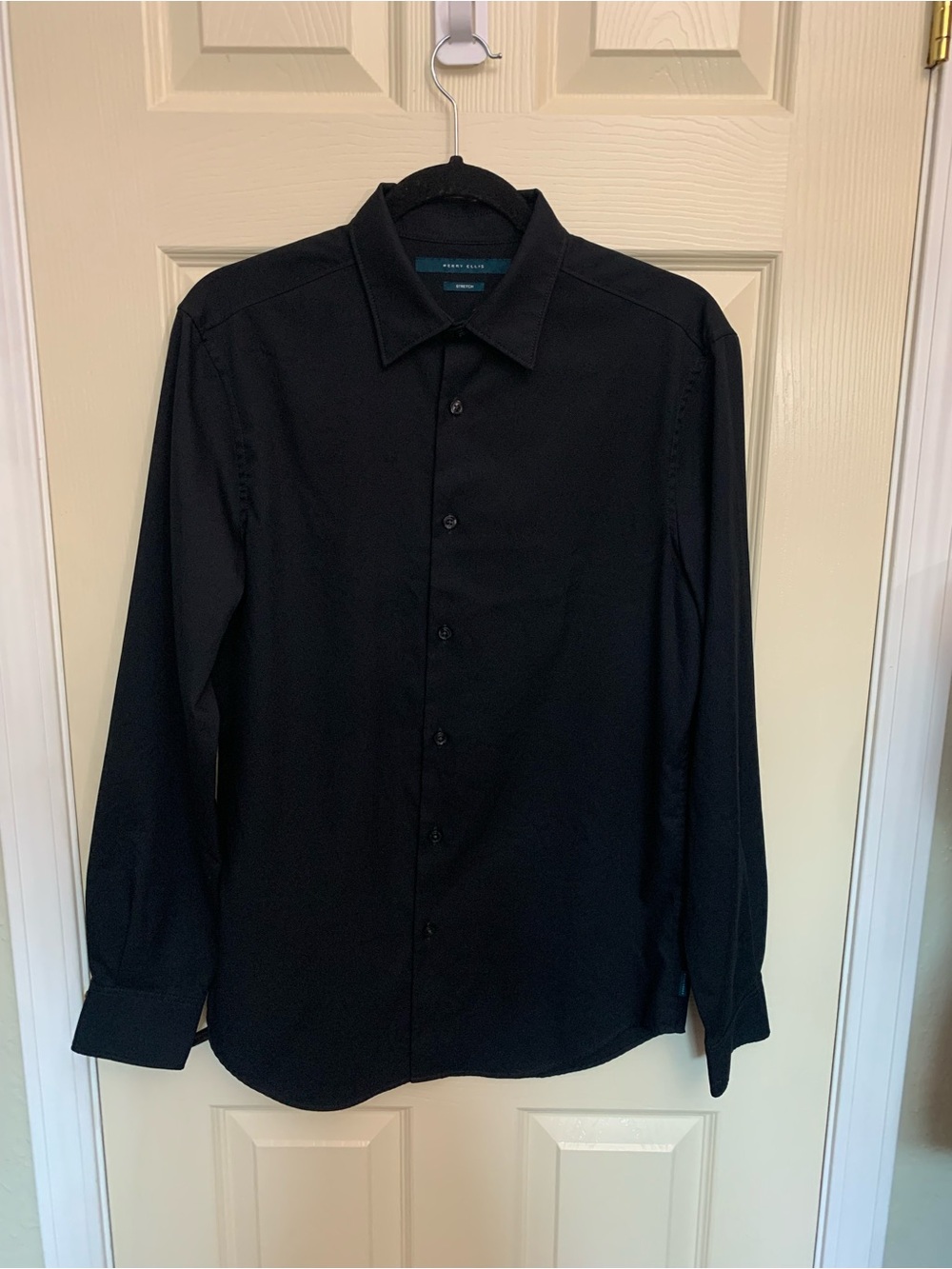 Perry Ellis Black Long-Sleeve Dress Shirt